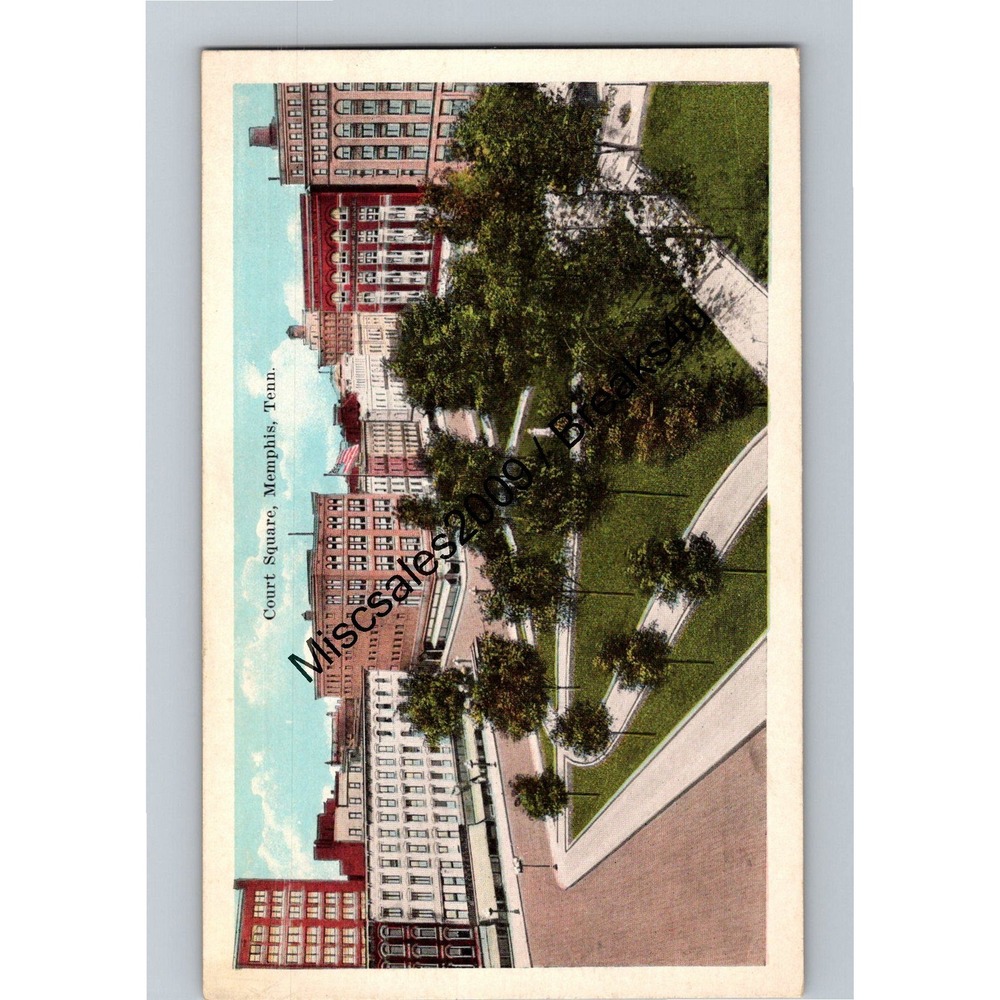 Vintage Linen Postcard‎ Memphis Paper Co. Court Square Memphis Tennessee